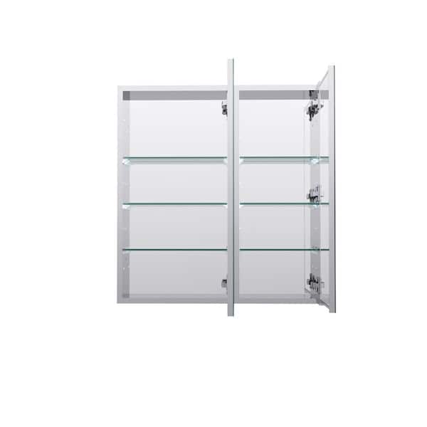 ROSA 28 in. W x 30 in. H Rectangular Recessed/Surface Mount Aluminum Medicine Cabinet with Mirror, Reversible Door