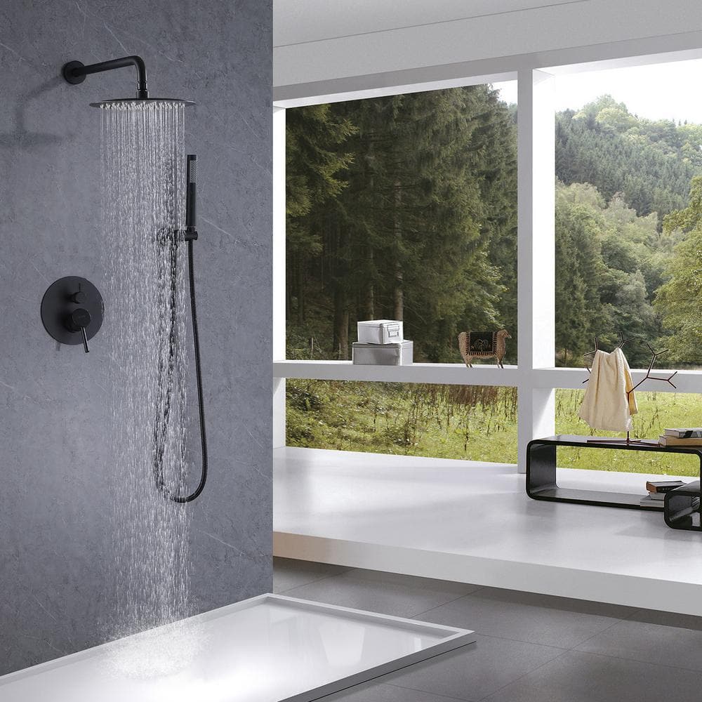 Matte Black Stainless Steel Multi-Head Rain Shower Faucet Combo