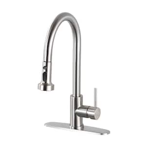 Single Handle Pull Down Sprayer Kitchen Faucet with High-Arc in Brushed Nickel
