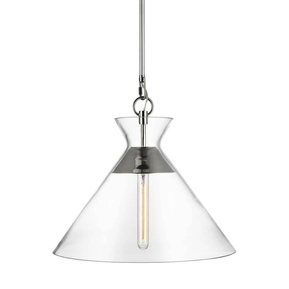 Atlantic Polished Nickel 1-Light Clear Glass Pendant