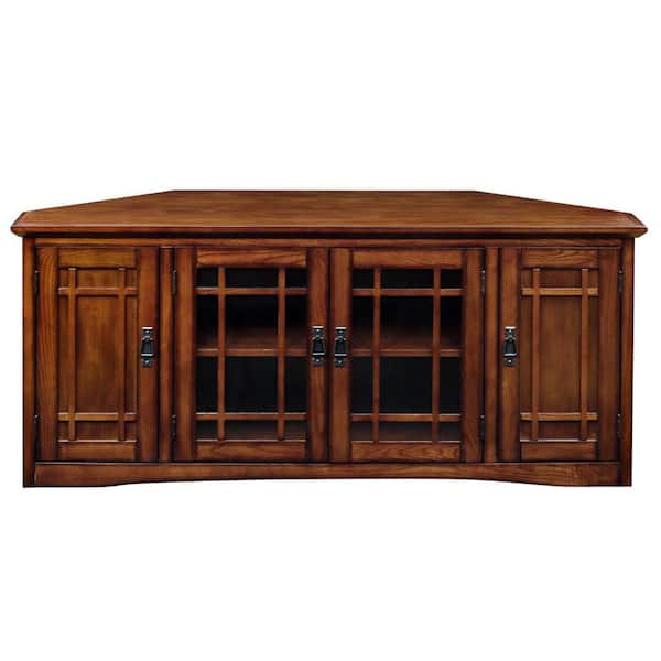 Leick Home Riley Holliday 56 in. W Mission Oak TV Stand with Enclosed Storage Holds TV's up to 60 in. Wide
