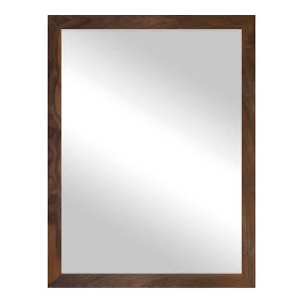 2 in Walnut Frame (30 in. W x 49 in. H) Walnut Hardwood Rectangle Wall Mirror