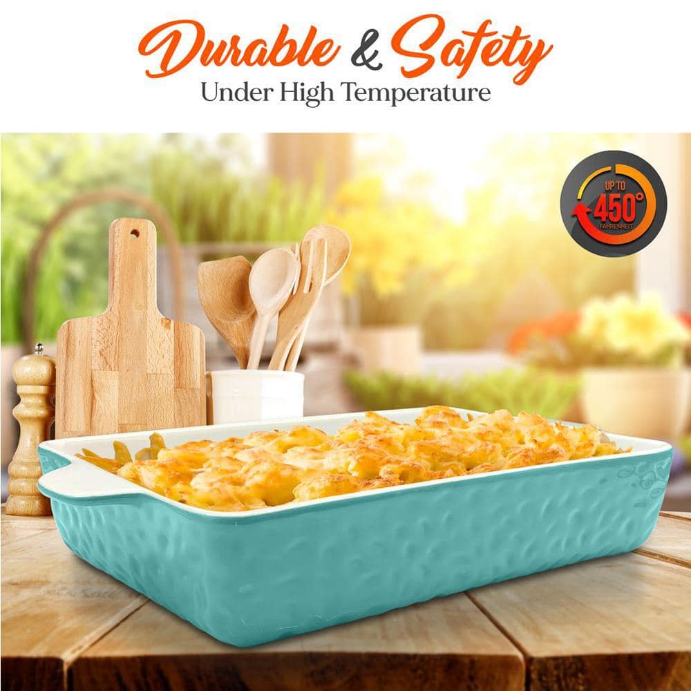 Aqua and White Ceramic 3-Piece Nonstick Bakeware Set