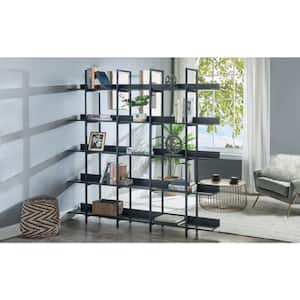 71 in. W Metal 5-Shelves Bookcase in Black