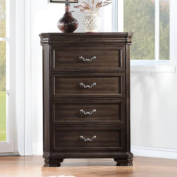NEW CLASSIC HOME FURNISHINGS Lyndhurst Walnut 4-Drawer 40 in. Chest of Drawers