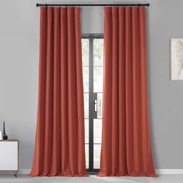 Exclusive Fabrics & Furnishings Sunset Orange Performance Woven Blackout Curtain Pair - 50 in. W x 96 in. L (2 Panels)