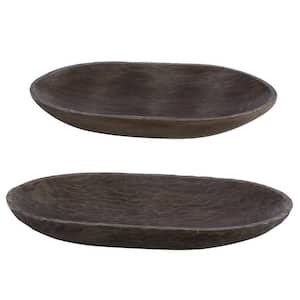 Trellen 3 in. Polyresin Brown Wood Decorative Bowl (Set of 2)