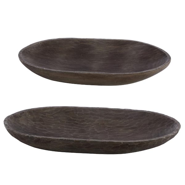 SAFAVIEH Trellen 3 in. Polyresin Brown Wood Decorative Bowl (Set of 2)  RDC1209A-SET2 - The Home Depot