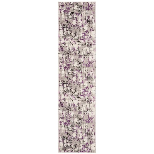 SAFAVIEH Skyler Gray/Purple 2 ft. x 10 ft. Geometric Runner Rug