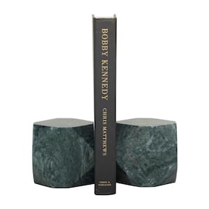 Gray Ceramic Marble Block Geometric Bookends (Set of 2)