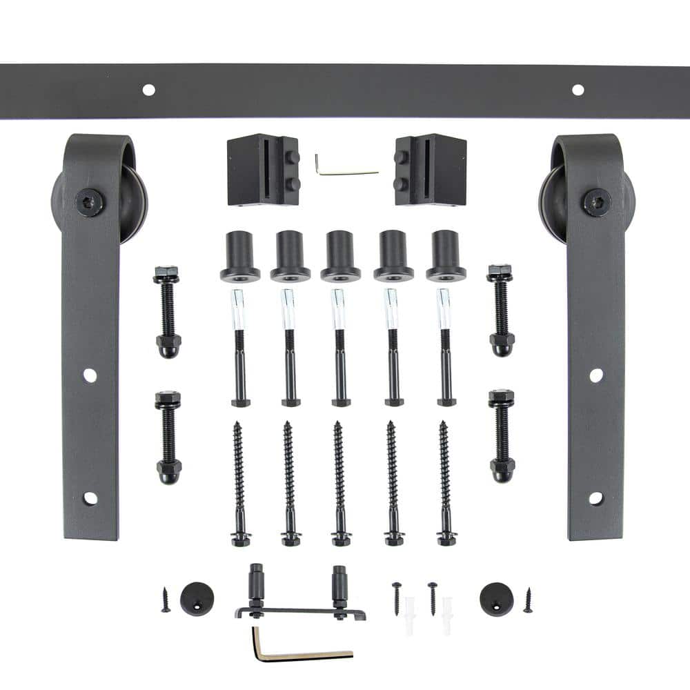 Expressions 78 in. Black Powder Coated Bent Strap Sliding Barn Door Hardware and Track Kit price history on PriceWatchPro