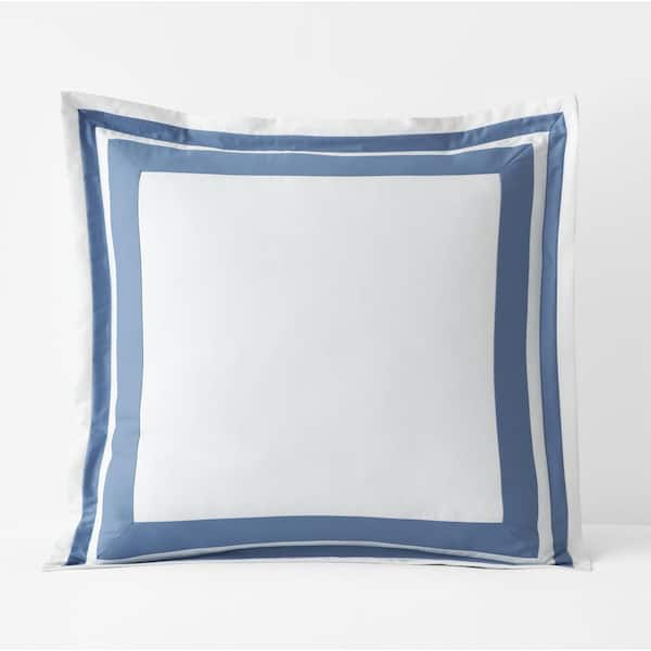 The Company Store Legends Hotel Double Border Infinity Blue Wrinkle-Free Sateen Euro Sham