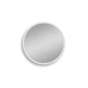 25.98 in. W x 25.98 in. H Round Silver Aluminum Framed Dimmable LED Wall Bathroom Vanity Mirror with Anti-fog Function