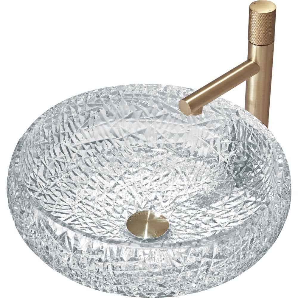 Moonshell 17" Clear Tempered Glass Circular Vessel Sink