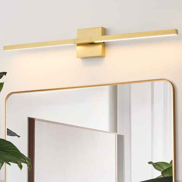 Modern 31.5 in. 2-Light Gold LED Vanity Light Bar with 360° Rotation 24W Bathroom Vanity Light