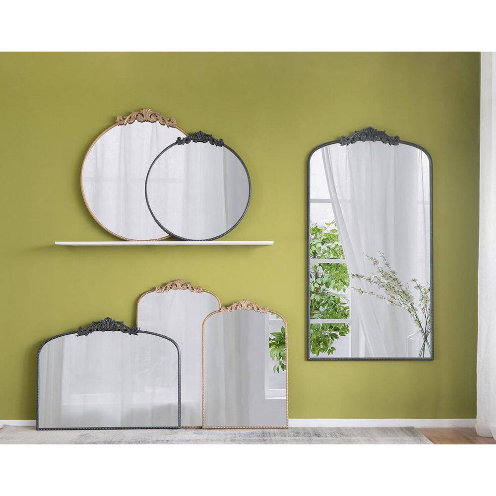 Elegant Baroque-Inspired Rectangular Wall Mirror in Gold and Wood Finish