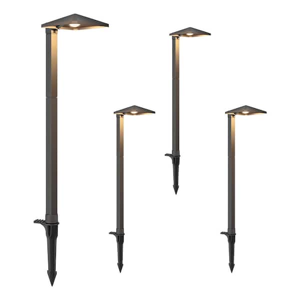 EDISHINE 20-Watt Equivalent Low Voltage Black Integrated LED Waterproof Path Light Kit (4-Pack)