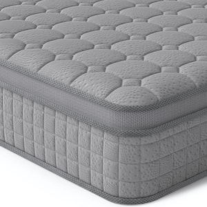 Original Hybrid Series Twin Medium Memory Foam Euro Top 10 in. Grey Mattress