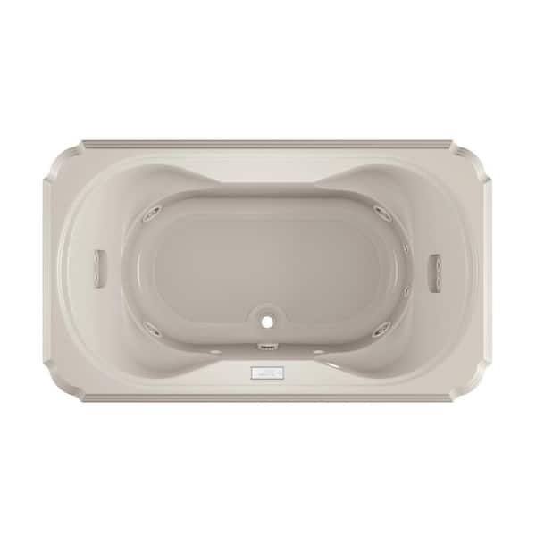 JACUZZI MARINEO 72 in. x 42 in. Rectangular Whirlpool Bathtub with Center Drain in Oyster