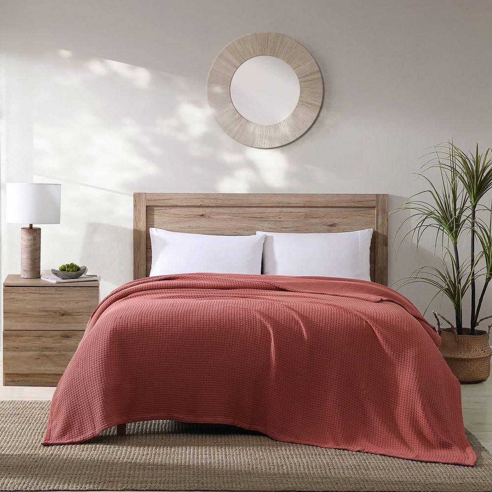 King Coral Cotton Woven Reversible Blanket