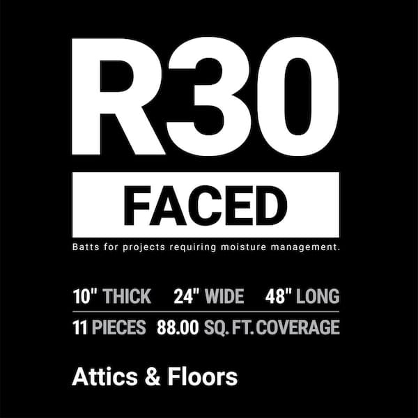 R-30 Kraft Faced Fiberglass Insulation Batt 24 in. x 48 in. (8-Bags)