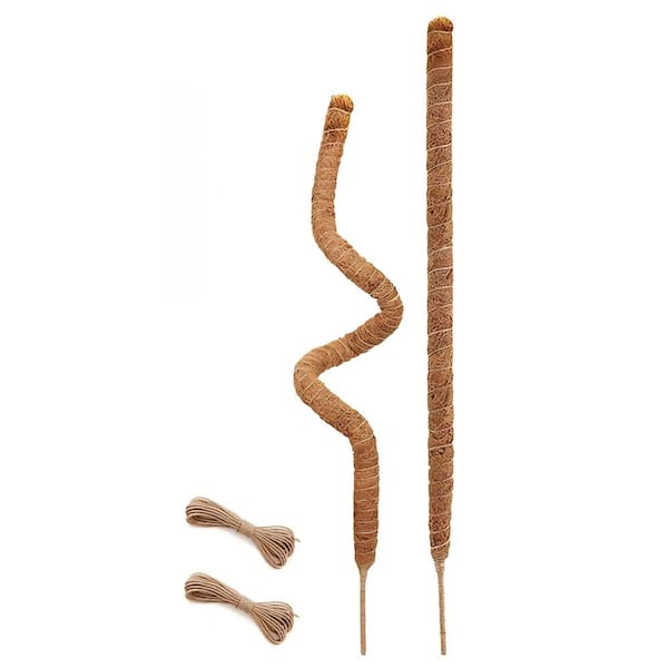28 in. Bendable Coir Moss Pole for Garden Climbing Plants Pothos Philodendron, Brown (2-Pack)