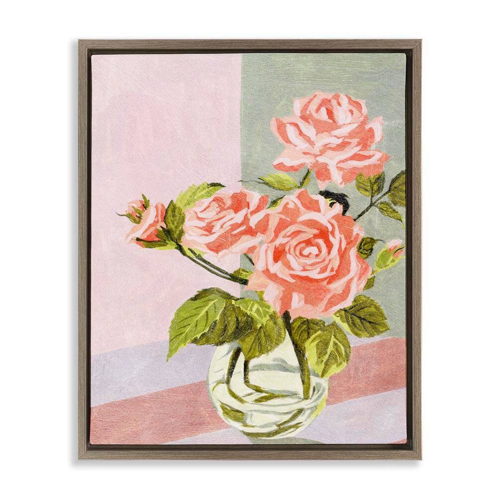 Pink Roses on Pastels by Melissa Wang Brown Floater Frame Nature Graphic Art Print 21 in. x 17 in. price history on PriceWatchPro