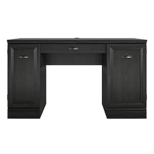 Vearo 53.6 in. Black Oak Double Pedestal Desk