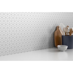 Concept White 10.24 in. x 11.81 in. Semi-Gloss Glass Mosaic Tile (0.84 sq. ft./Each Piece, Sold in a Case of 14 Pieces)