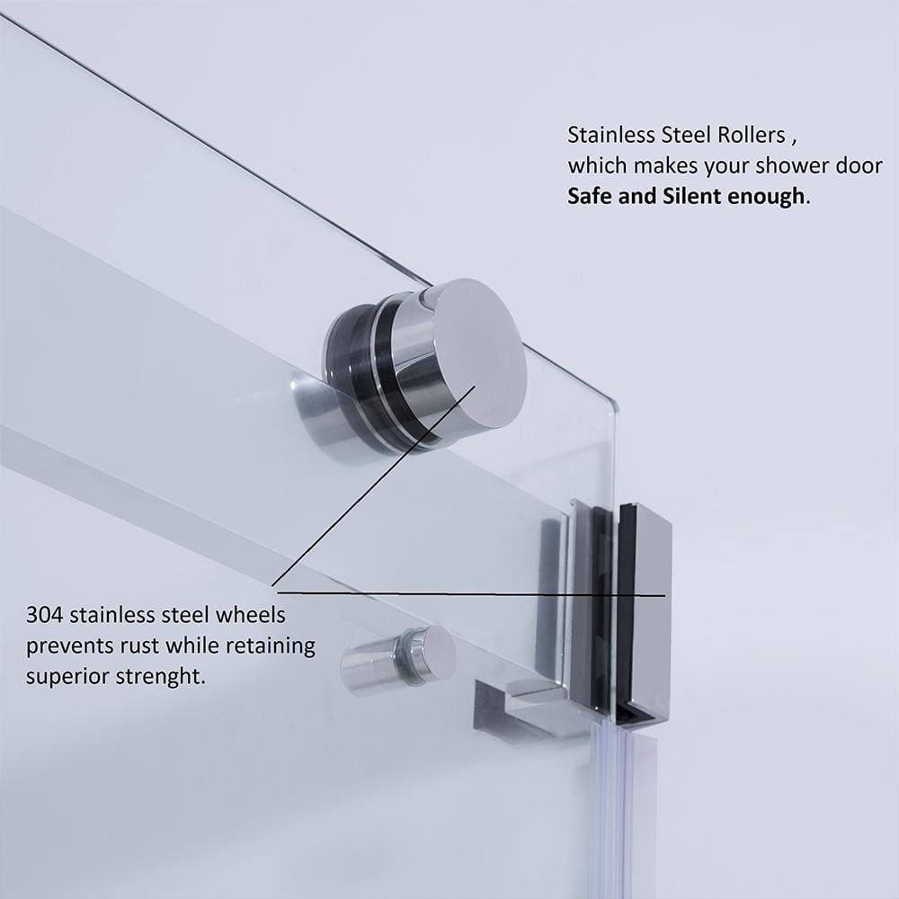 64 x 76 in. Polished Chrome Clear Glass Sliding Shower Door