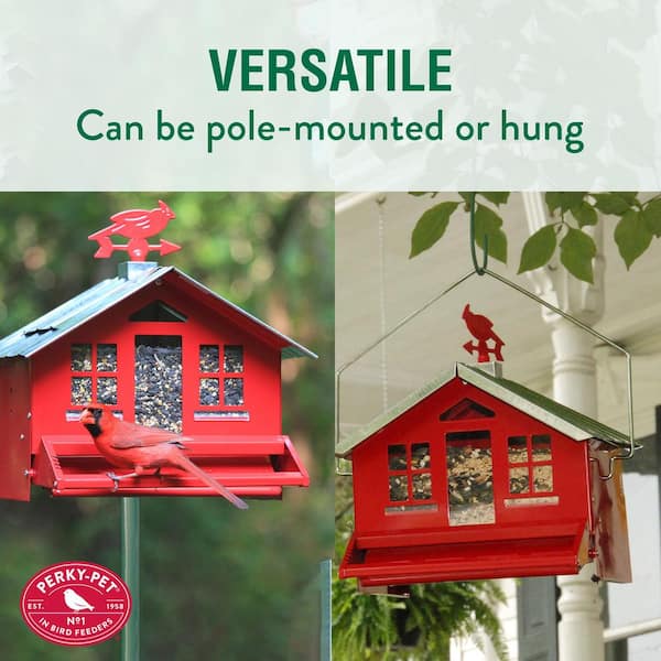 Perky-Pet 338 Squirrel-Be-Gone II Country House Bird Feeder with Weathervane Red 8 lb 