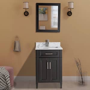 Savona 24 in. W x 22 in. D x 36 in. H Bath Vanity in Espresso with Vanity Top in White with White Basin and Mirror