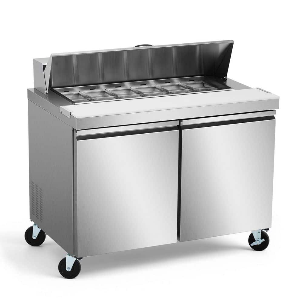48.4 in. Commercial Refrigerator Sandwich and Salad Prep Table, 14.27 cu. ft. Auto Defrost in Stainless Steel
