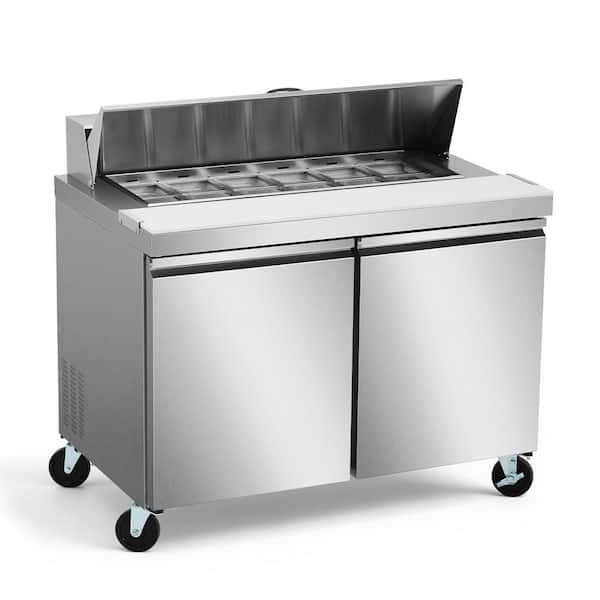 48.4 in. Commercial Refrigerator Sandwich and Salad Prep Table, 14.27 cu. ft. Auto Defrost in Stainless Steel