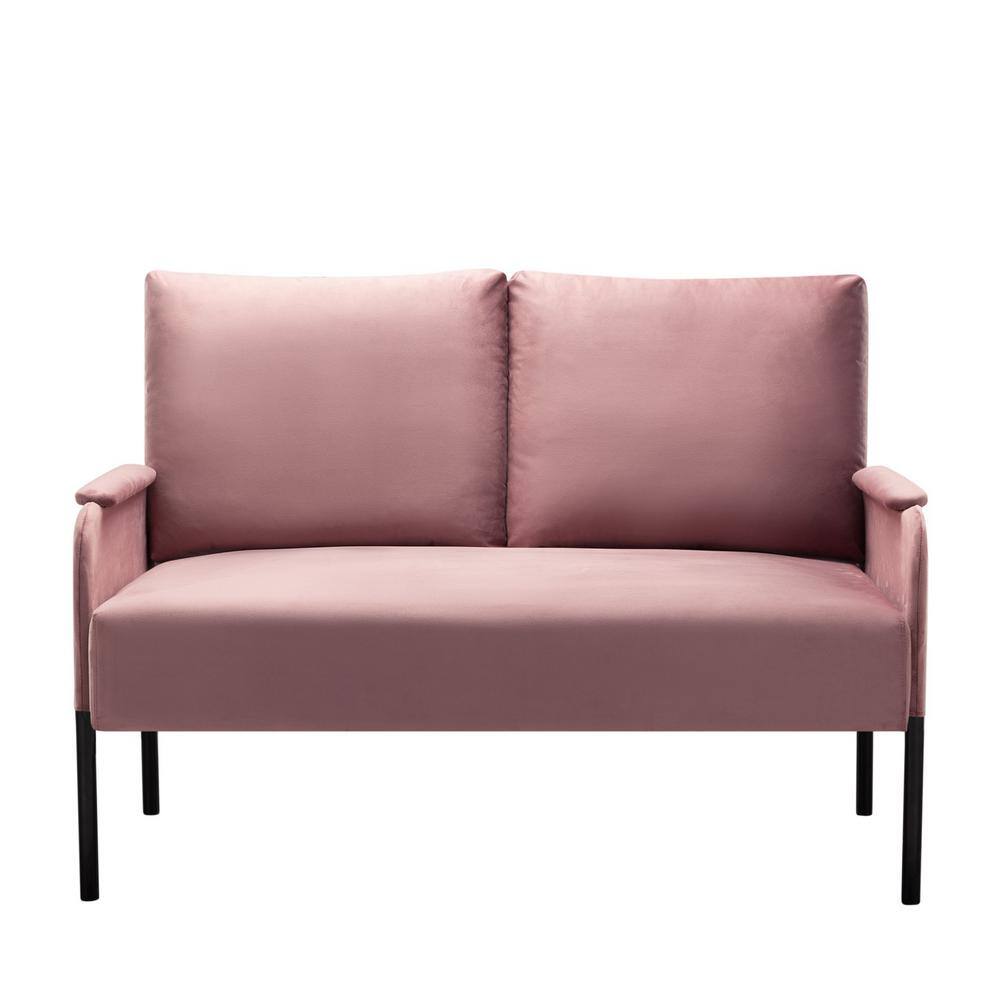 45.7 in. W Square Arm Velvet Modern Rectangle Sofa in. Pink