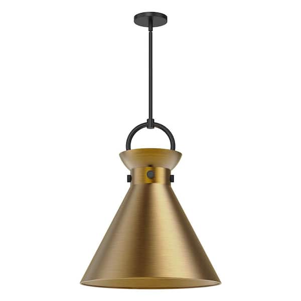 ALORA MOOD Emerson 18 in. 1 Light 60-Watt Matte Black/Aged Gold Pendant Light