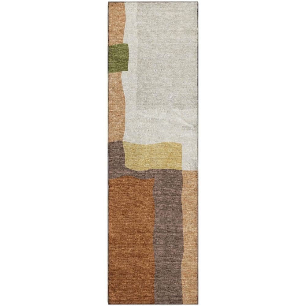 Mayfield Premium Machine Washable Abstract AMF2400 Copper 2 ft. x 7 ft. Runner Rug price history on PriceWatchPro