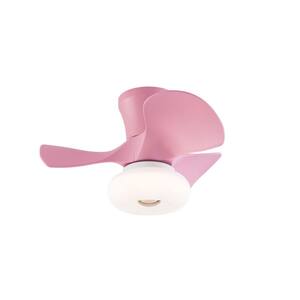 22 in. Integrated LED Indoor Simple Creative 3 Blades Reversible 3 Timing Function Ceiling Fan With Remote (Pink)