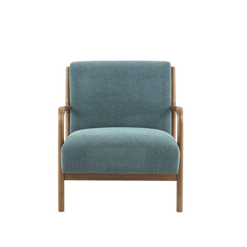 Mid-Century Teal Lounge Chair with Elm Wood Frame