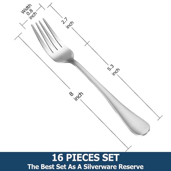 16-Piece Stainless Steel Forks Flatware Serving Sets with Food Grade and Mirror Finish for Home, Kitchen and Restaurant
