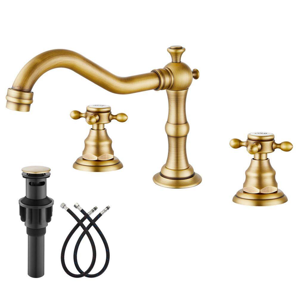 8 in. Widespread Bathroom Sink Faucet 2-Cross Handles 3-Hole Bathroom Deck 