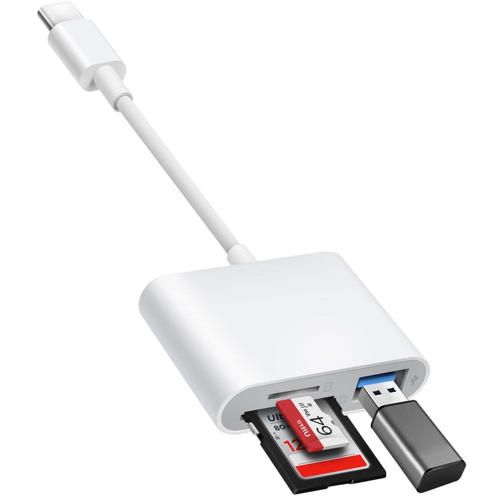 USB C SD Card Reader with USB Ports 2-Slots SD Card for iPhone 15 Pro Max, iPad Series and Mac