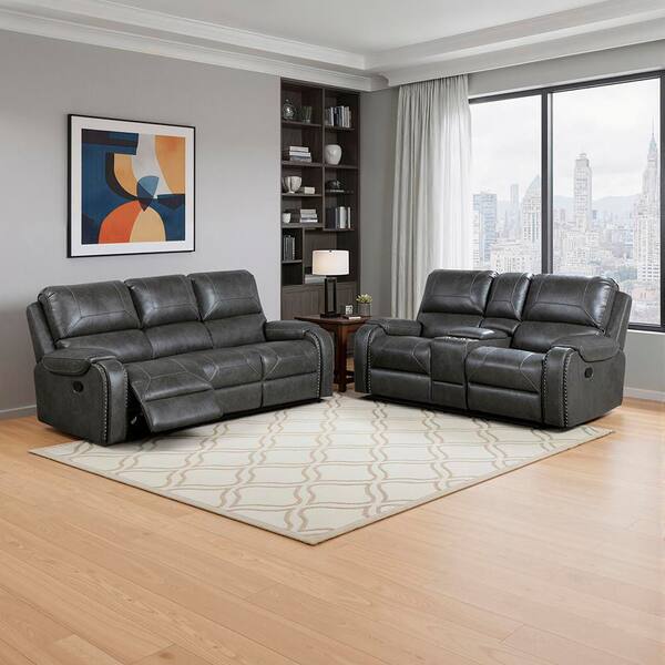 Lazzara Logansport 87 in. W Pillow Top Arm Faux Leather Rectangle