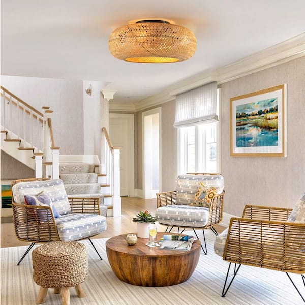 19 in. 4-Light Dimmable Reversible DC Motor Flush Mount Ceiling Fan