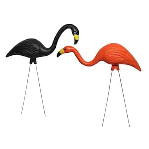 Spooky Flamingo Plastic Halloween Yard Decor Orange and Black (2-Pack)