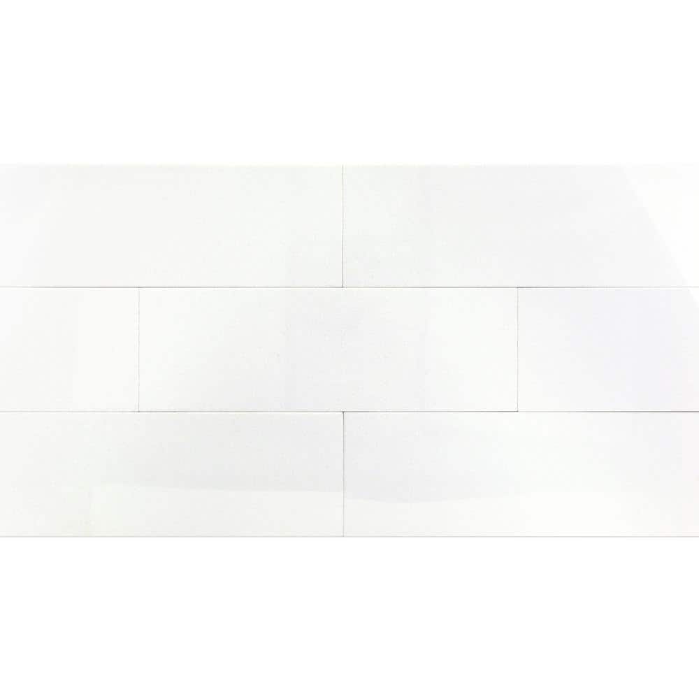 Lucid 6" x 18" White Polished Marble Look Tile