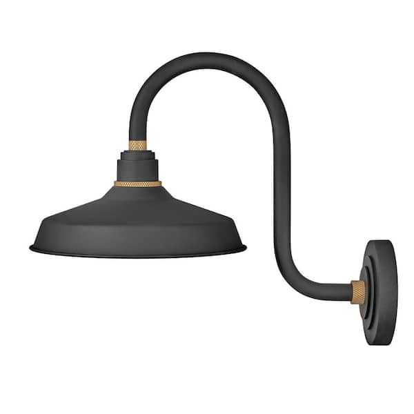 Foundry Small 1-Light Textured Black Tall Gooseneck Outdoor Barn Light Sconce
