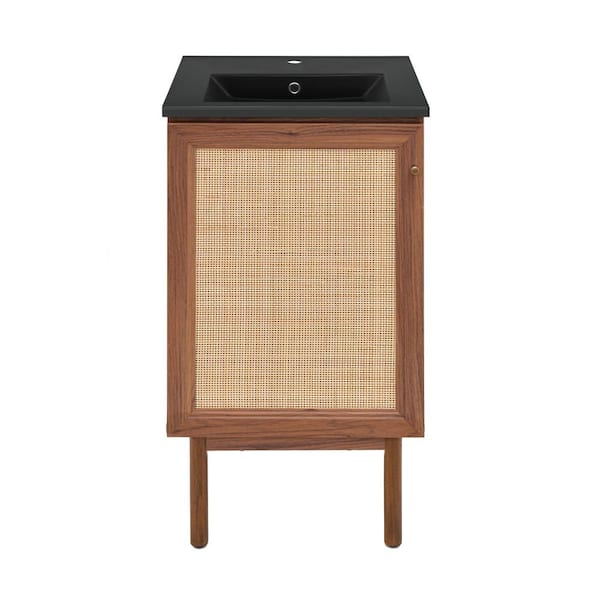 Swiss Madison Classe 18 in. Brown Oak Bath Vanity with Black Ceramic Sink Top