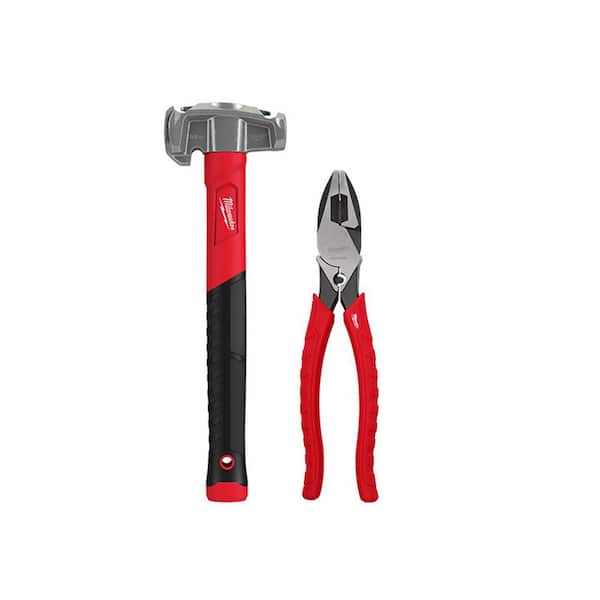 Milwaukee 36 oz. 4-in-1 Lineman's Hammer with 9 in. High Leverage Lineman's Pliers with Crimper