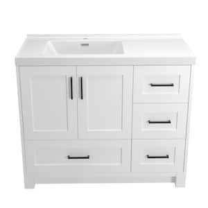 42 in. W x 22 in. D x 36 in.H Freestanding Single Sink Bath Vanity in White Bathroom Vanity Cabinet with White Resin Top